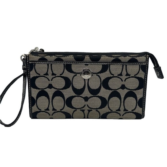 COACH Black and Gray Signature Canvas Wallet / Wristlet - Picture 1 of 11